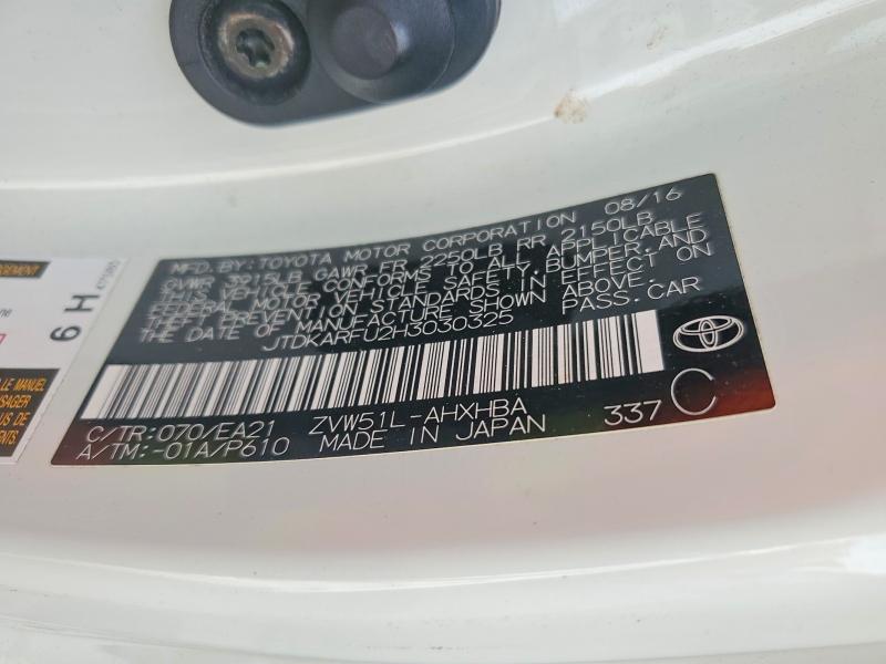 2017 Toyota Prius მანქანა იყიდება აუქციონზე, vin: JTDKARFU2H3030325, აუქციონის ნომერი: 71428536