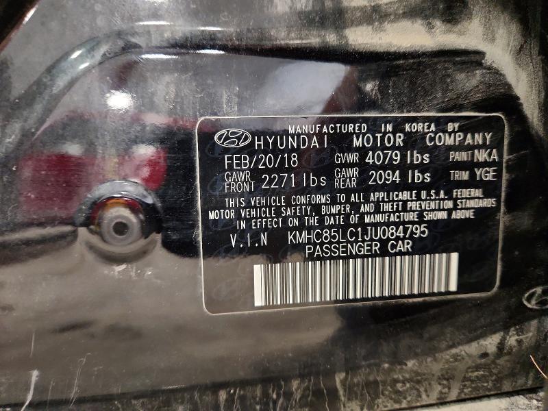 2018 Hyundai Ioniq მანქანა იყიდება აუქციონზე, vin: KMHC85LC1JU084795, აუქციონის ნომერი: 71097266