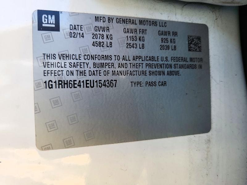 73135026 :رقم المزاد ، 1G1RH6E41EU154367 vin ، 2014 Chevrolet Volt مزاد بيع
