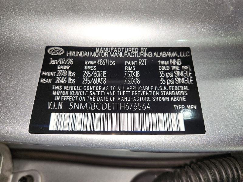 Продаж на аукціоні авто 2026 Hyundai Tucson, vin: 5NMJBCDE1TH676564, номер лоту: 72293696