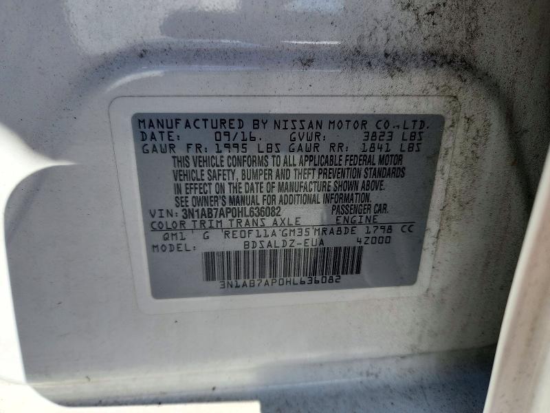 72583006 :رقم المزاد ، 3N1AB7AP0HL636082 vin ، 2017 Nissan Sentra مزاد بيع