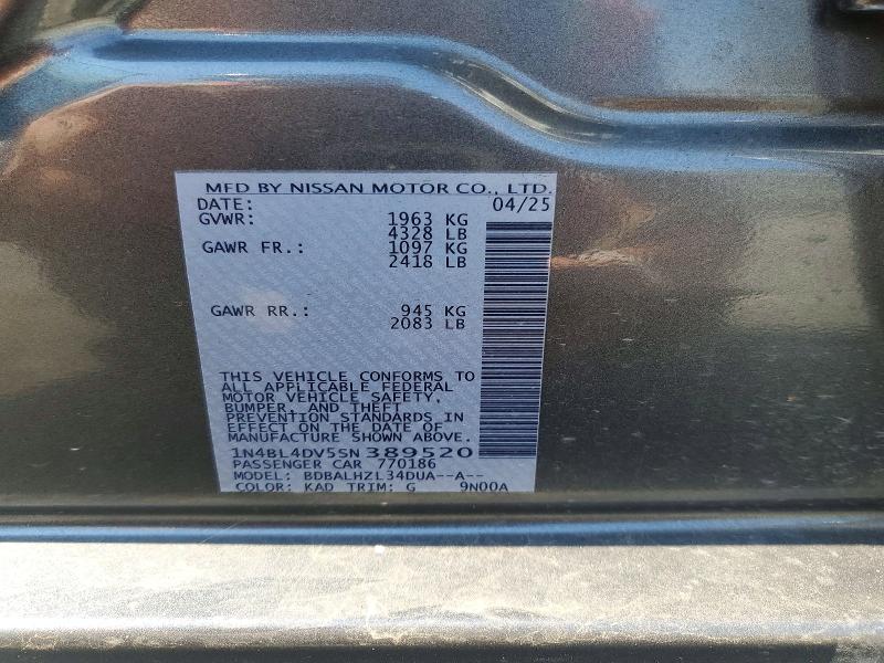 2025 Nissan Altima მანქანა იყიდება აუქციონზე, vin: 1N4BL4DV5SN389520, აუქციონის ნომერი: 72696106
