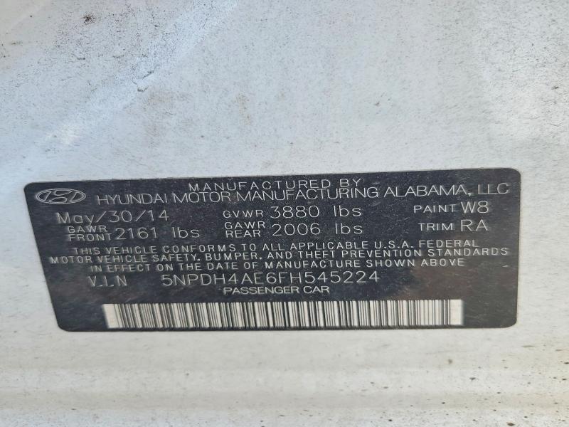 Auction sale of the 2015 Hyundai Elantra, vin: 5NPDH4AE6FH545224, lot number: 71584136