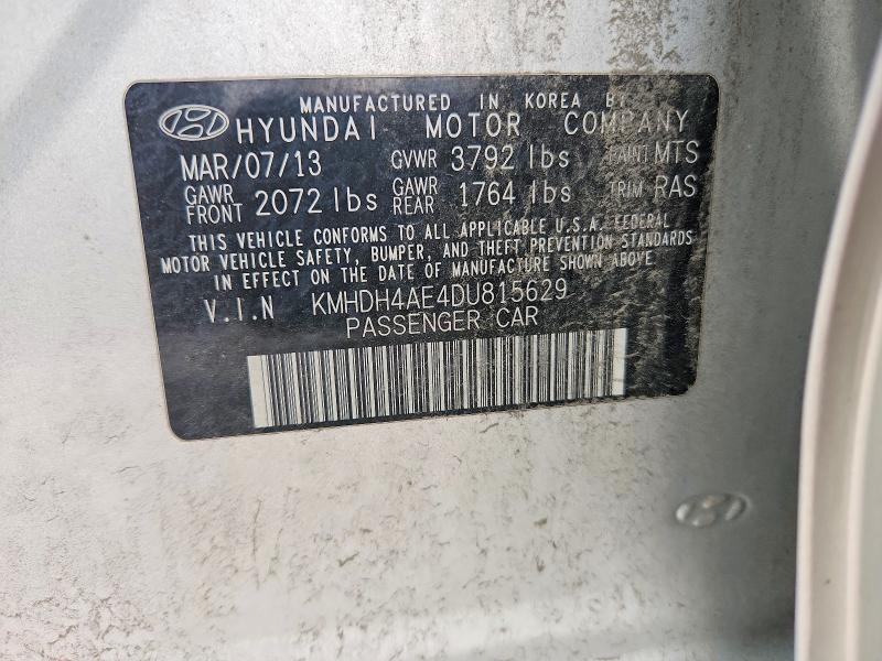 Продаж на аукціоні авто 2013 Hyundai Elantra, vin: KMHDH4AE4DU815629, номер лоту: 71855486