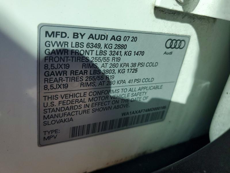 Продаж на аукціоні авто 2021 Audi Q7, vin: WA1AXAF74MD000165, номер лоту: 71441866