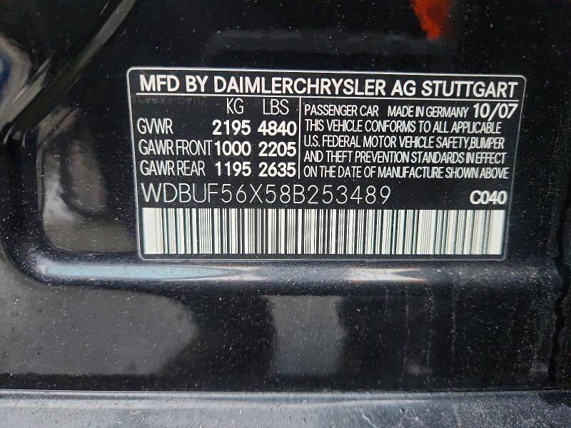 72264696 :رقم المزاد ، WDBUF56X58B253489 vin ، 2008 Mercedes-benz E مزاد بيع