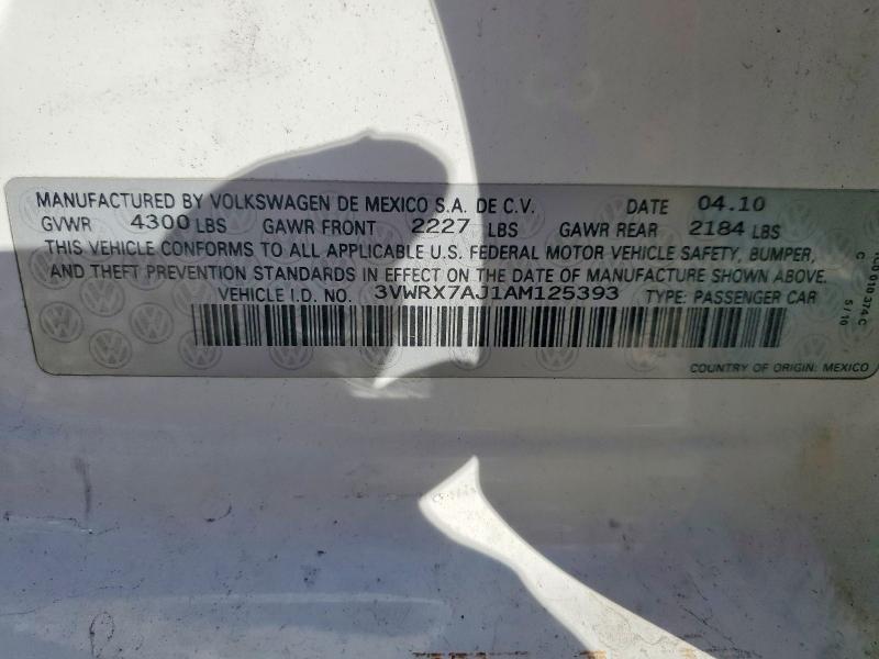 Aukcja sprzedaży 2010 Volkswagen Jetta, vin: 3VWRX7AJ1AM125393, numer aukcji: 71740886