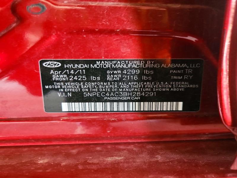 2011 Hyundai Sonata მანქანა იყიდება აუქციონზე, vin: 5NPEC4AC3BH284291, აუქციონის ნომერი: 73695716