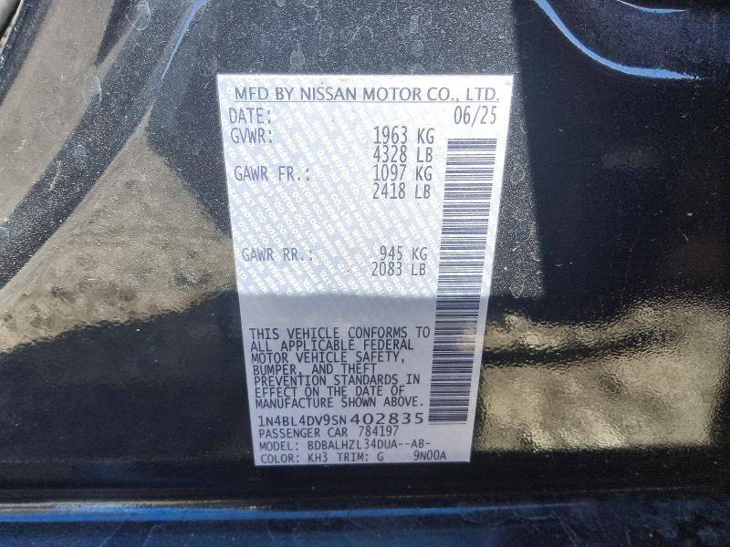 Продажа на аукционе авто 2025 Nissan Altima, vin: 1N4BL4DV9SN402835, номер лота: 71603486
