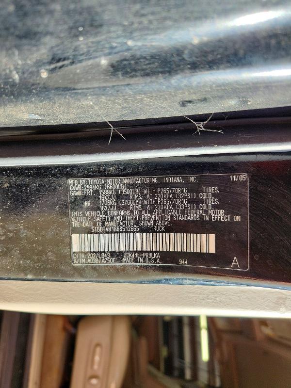 Продажа на аукционе авто 2006 Toyota Tundra, vin: 5TBDT48186S512665, номер лота: 72922256