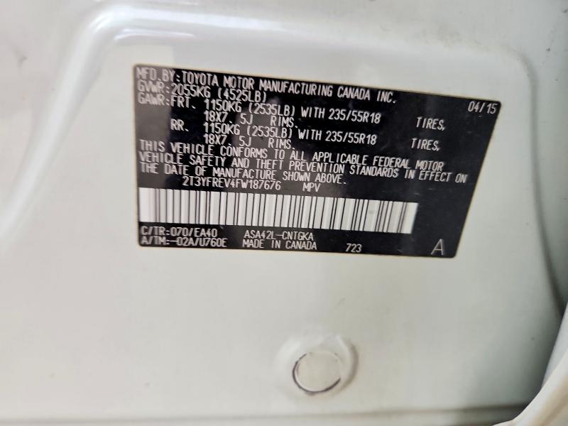 Продаж на аукціоні авто 2015 Toyota Rav4, vin: 2T3YFREV4FW187676, номер лоту: 70918076