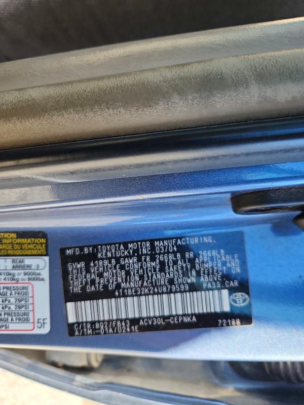 2004 Toyota Camry მანქანა იყიდება აუქციონზე, vin: 4T1BE32K24U879599, აუქციონის ნომერი: 71783566