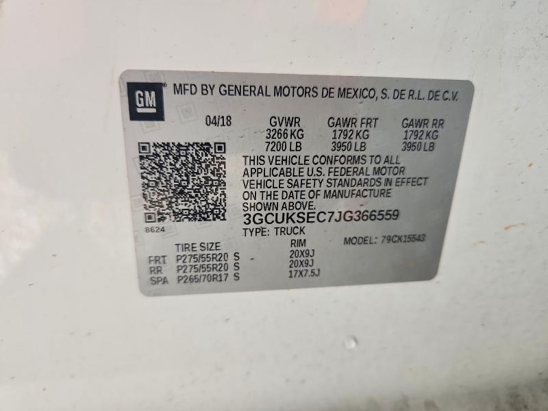 Aukcja sprzedaży 2018 Chevrolet Silverado, vin: 3GCUKSEC7JG366559, numer aukcji: 71073456
