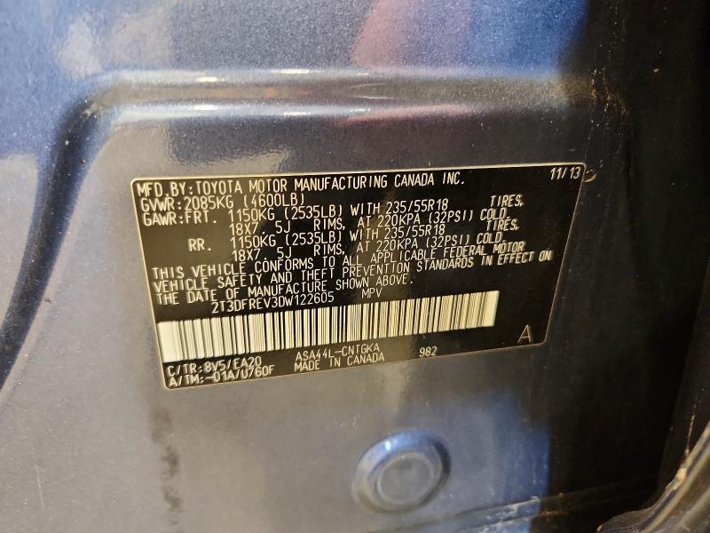 Продаж на аукціоні авто 2013 Toyota Rav4, vin: 2T3DFREV3DW122605, номер лоту: 71682056