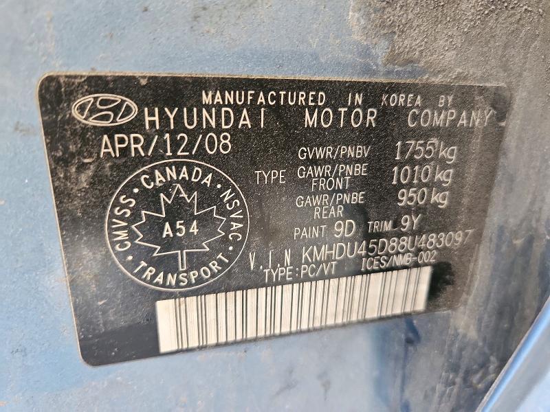 Продажа на аукционе авто 2008 Hyundai Elantra, vin: KMHDU45D88U483097, номер лота: 72400426