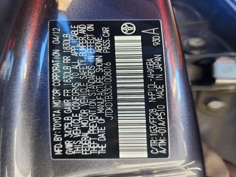 Продаж на аукціоні авто 2012 Toyota Prius C, vin: JTDKDTB33C1008016, номер лоту: 72414746
