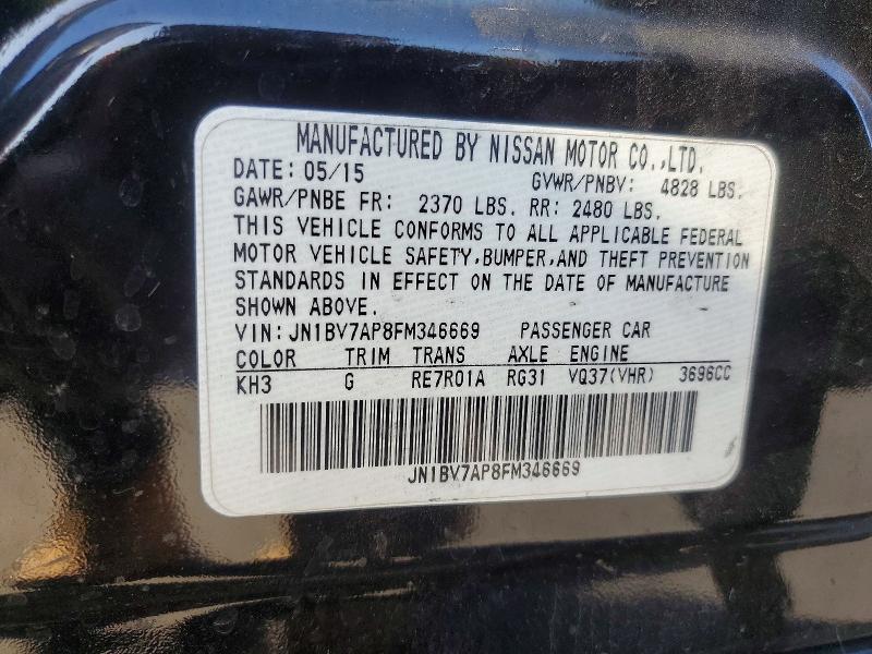 Продаж на аукціоні авто 2015 Infiniti Q50, vin: JN1BV7AP8FM346669, номер лоту: 71300256
