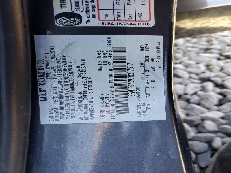 2007 Ford Fusion მანქანა იყიდება აუქციონზე, vin: 3FAHP07Z97R217517, აუქციონის ნომერი: 68984236