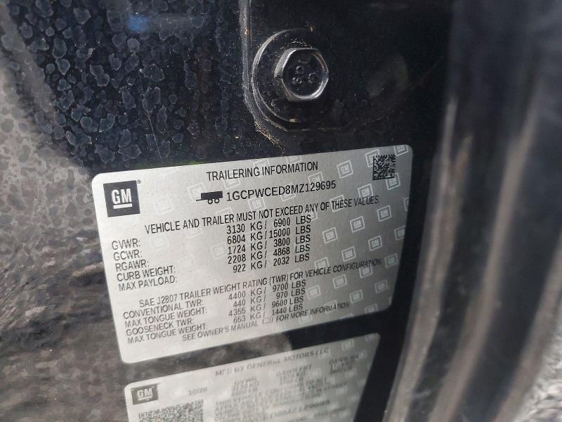 Auction sale of the 2021 Chevrolet Silverado, vin: 1GCPWCED8MZ129695, lot number: 71631656