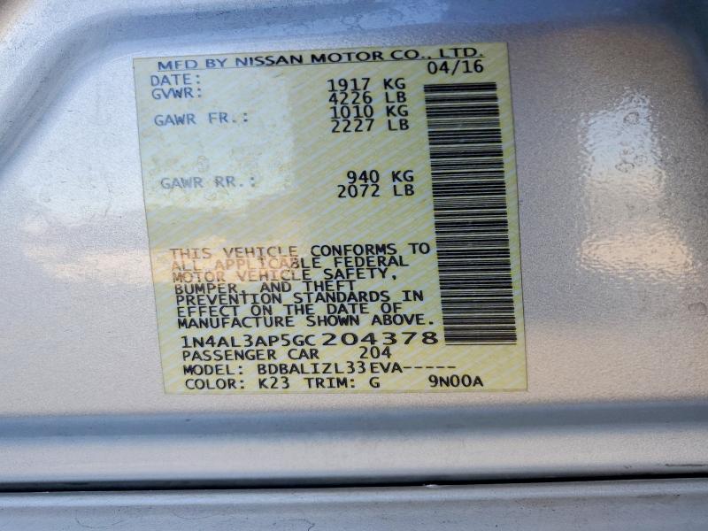 Продаж на аукціоні авто 2016 Nissan Altima, vin: 1N4AL3AP5GC204378, номер лоту: 70883276