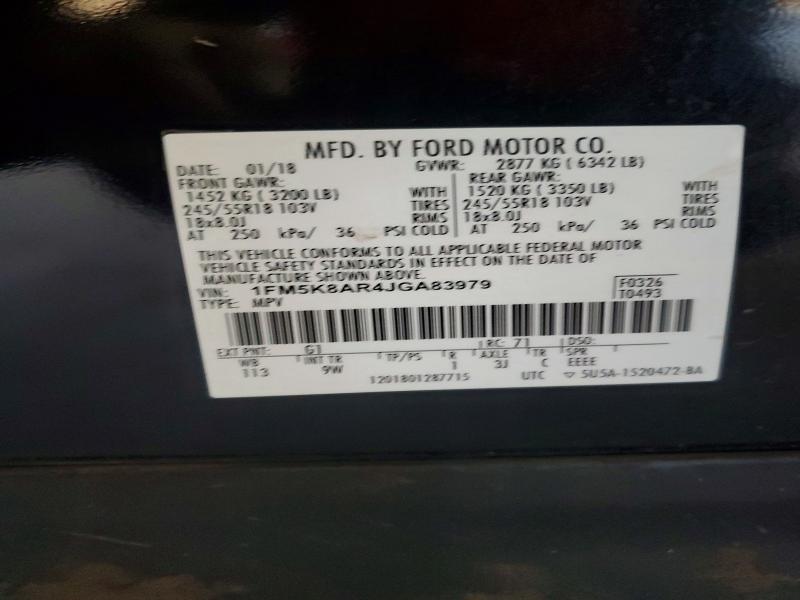 71492876 :رقم المزاد ، 1FM5K8AR4JGA83979 vin ، 2018 Ford Explorer مزاد بيع