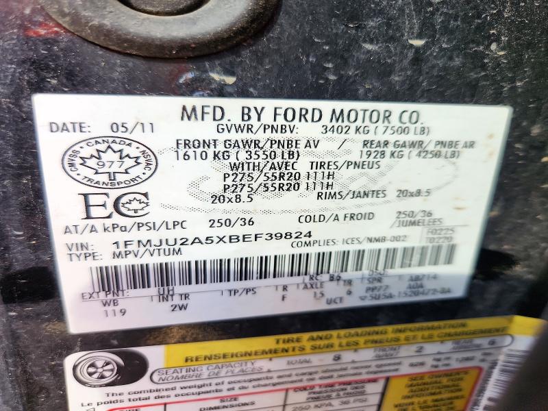 Продаж на аукціоні авто 2011 Ford Expedition, vin: 1FMJU2A5XBEF39824, номер лоту: 73040106
