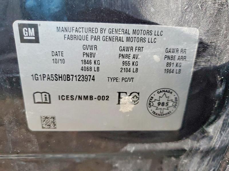 Aukcja sprzedaży 2011 Chevrolet Cruze, vin: 1G1PA5SH0B7123974, numer aukcji: 70723776