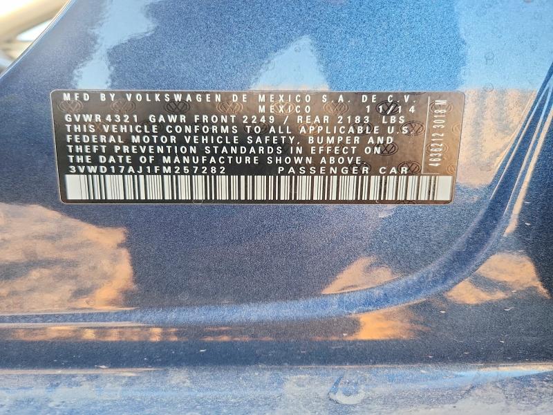61059536 :رقم المزاد ، 3VWD17AJ1FM257282 vin ، 2015 Volkswagen Jetta مزاد بيع