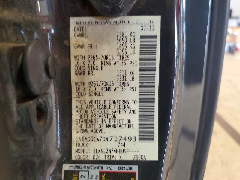 71001306 :رقم المزاد ، 1N6AD0CW7DN717493 vin ، 2013 Nissan Frontier مزاد بيع