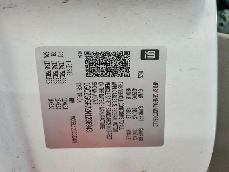 Aukcja sprzedaży 2022 Chevrolet Express G3500, vin: 1GCZGGF72N1236943, numer aukcji: 71069376