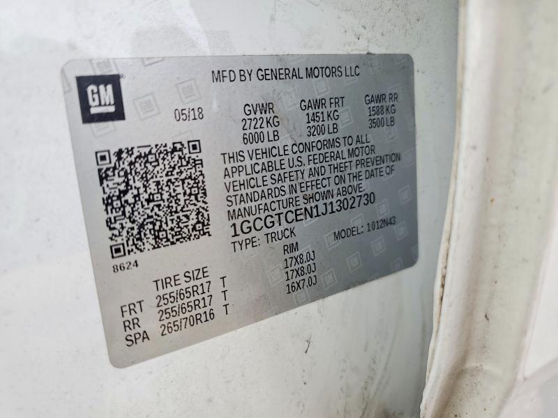 Продажа на аукционе авто 2018 Chevrolet Colorado, vin: 1GCGTCEN1J1302730, номер лота: 70789616