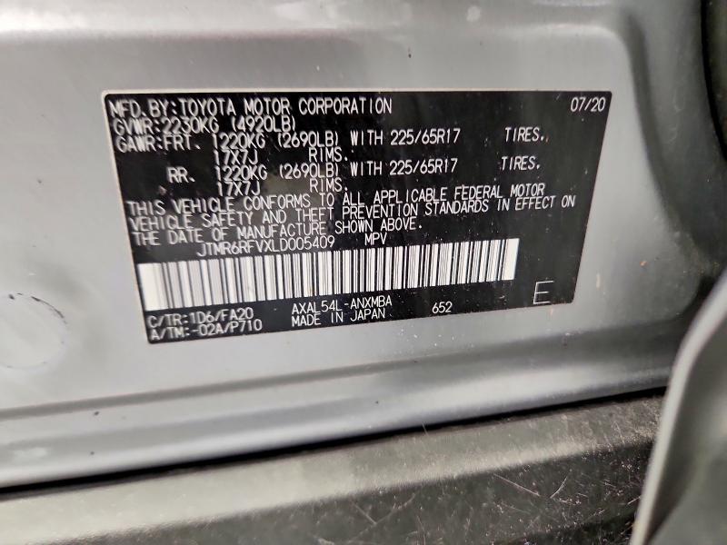 71655226 :رقم المزاد ، JTMR6RFVXLD005409 vin ، 2020 Toyota Rav4 Hybrid مزاد بيع