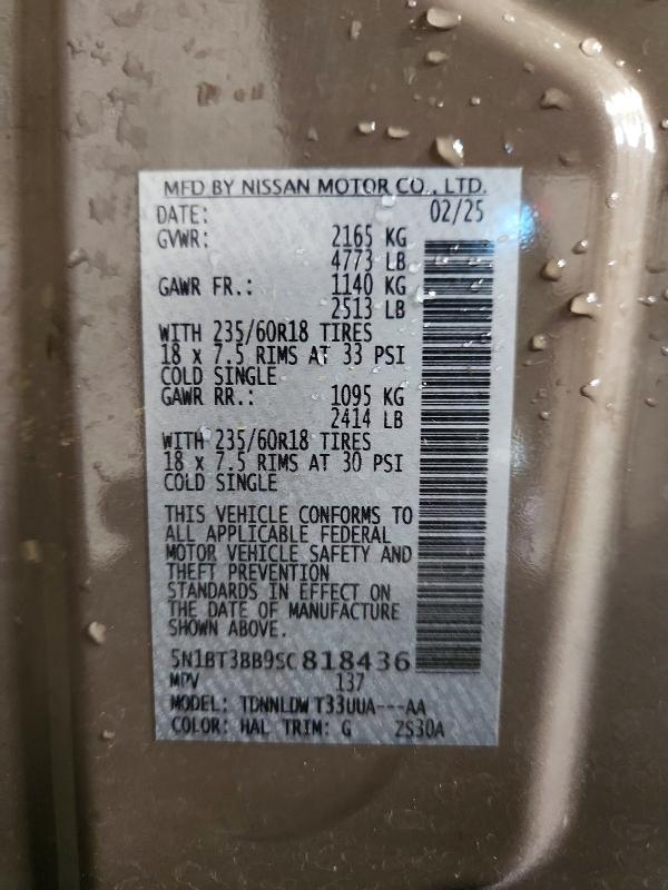 Aukcja sprzedaży 2025 Nissan Rogue, vin: 5N1BT3BB9SC818436, numer aukcji: 71915496