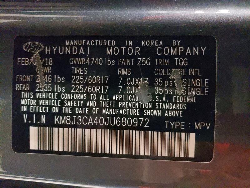 Продажа на аукционе авто 2018 Hyundai Tucson, vin: KM8J3CA40JU680972, номер лота: 70289256