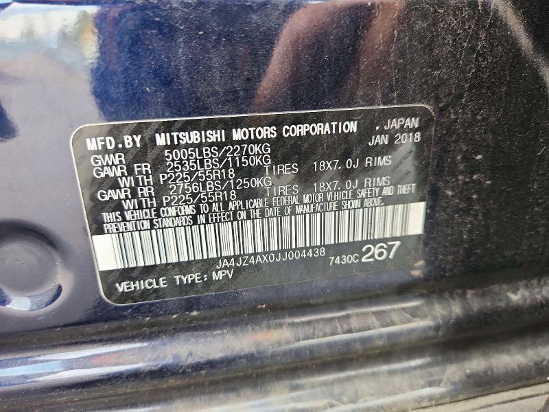 Продаж на аукціоні авто 2018 Mitsubishi Outlander, vin: JA4JZ4AX0JJ004438, номер лоту: 70314596