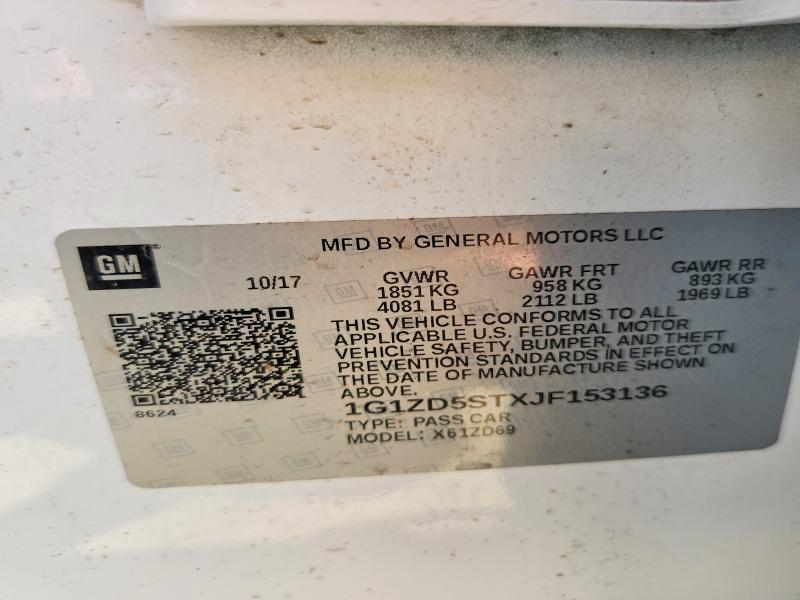 Aukcja sprzedaży 2018 Chevrolet Malibu, vin: 1G1ZD5STXJF153136, numer aukcji: 68432816