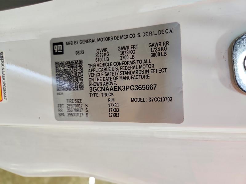 Aukcja sprzedaży 2023 Chevrolet Silverado, vin: 3GCNAAEK3PG365667, numer aukcji: 71214156