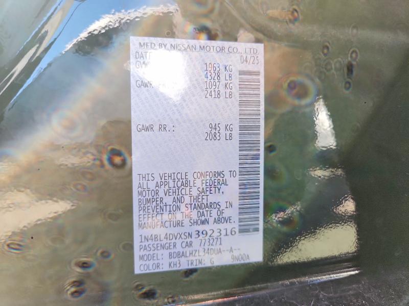 Aukcja sprzedaży 2025 Nissan Altima, vin: 1N4BL4DVXSN392316, numer aukcji: 71603416