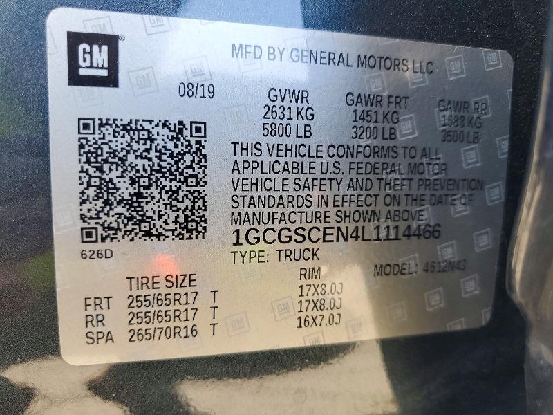 Aukcja sprzedaży 2020 Chevrolet Colorado, vin: 1GCGSCEN4L1114466, numer aukcji: 72464526