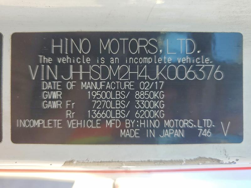 Продажа на аукционе авто 2018 Hino 195, vin: JHHSDM2H4JK006376, номер лота: 70670346