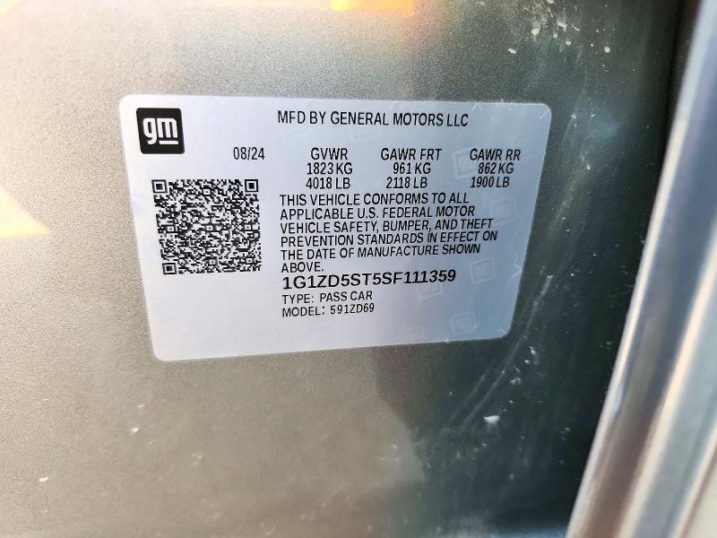 Aukcja sprzedaży 2025 Chevrolet Malibu, vin: 1G1ZD5ST5SF111359, numer aukcji: 72724526