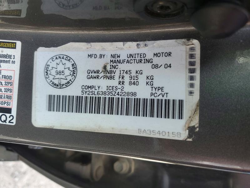 Продажа на аукционе авто 2005 Pontiac Vibe, vin: 5Y2SL63835Z422898, номер лота: 71252556