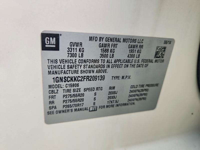70928536 :رقم المزاد ، 1GNSCKKC2FR209139 vin ، 2015 Chevrolet Suburban مزاد بيع