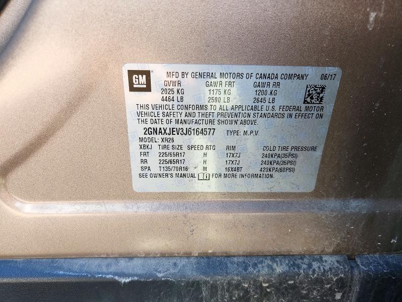 Aukcja sprzedaży 2018 Chevrolet Equinox, vin: 2GNAXJEV3J6164577, numer aukcji: 71750296