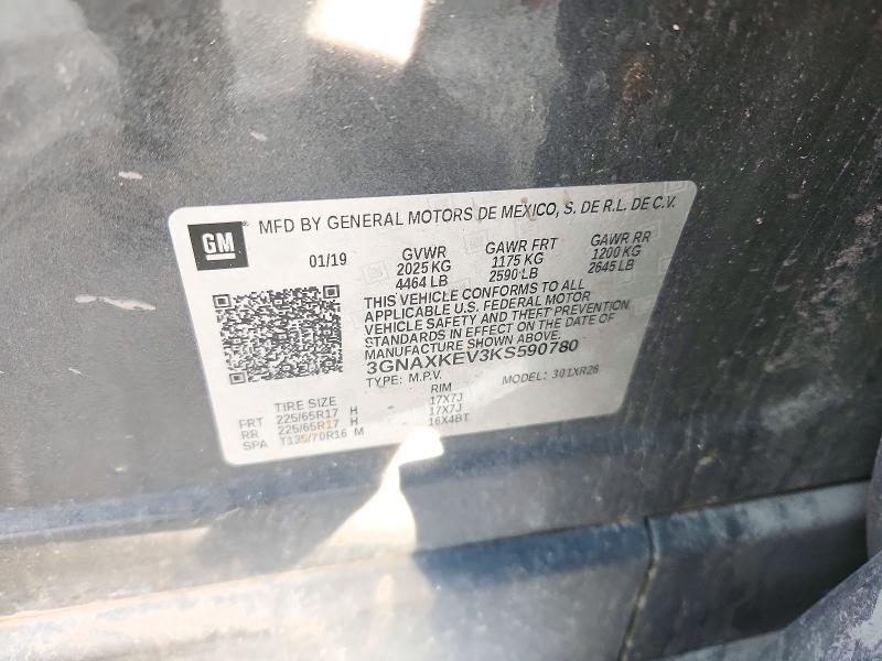 Aukcja sprzedaży 2019 Chevrolet Equinox, vin: 3GNAXKEV3KS590780, numer aukcji: 70569486