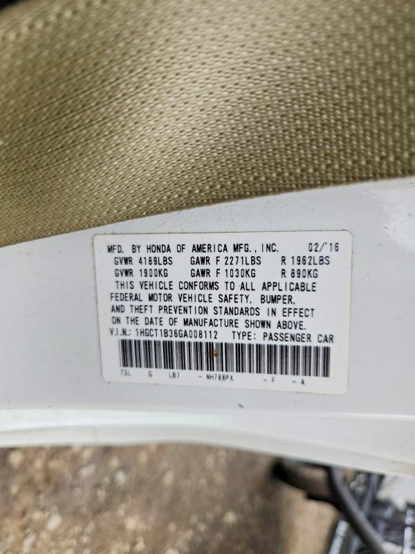 2016 Honda Accord მანქანა იყიდება აუქციონზე, vin: 1HGCT1B36GA008112, აუქციონის ნომერი: 70940706