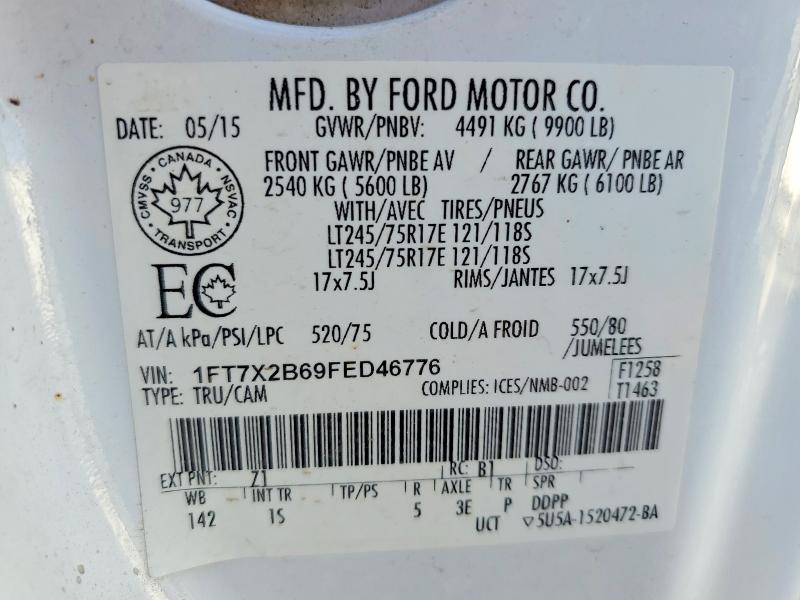 Aukcja sprzedaży 2015 Ford F250, vin: 1FT7X2B69FED46776, numer aukcji: 68993576