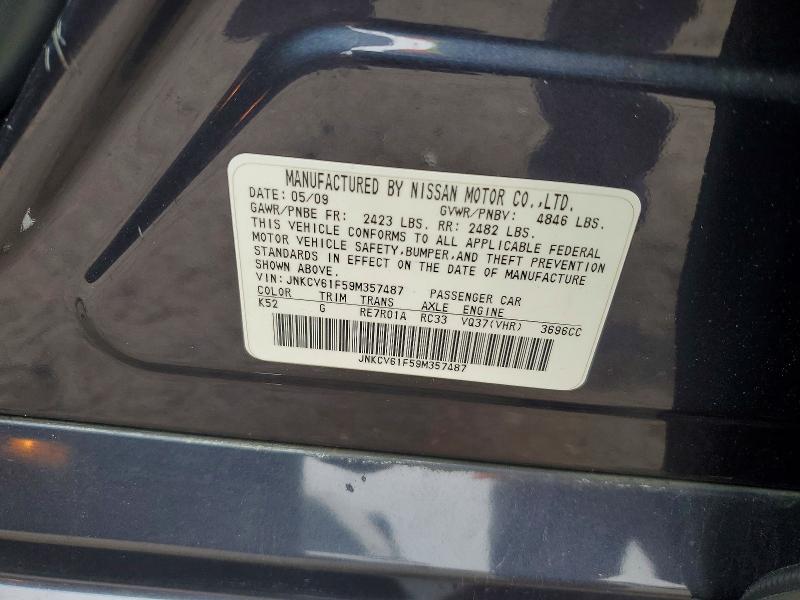 Auction sale of the 2009 Infiniti G37 Sedan, vin: JNKCV61F59M357487, lot number: 70530626