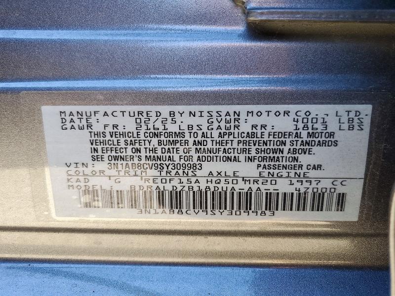 2025 Nissan Sentra მანქანა იყიდება აუქციონზე, vin: 3N1AB8CV9SY309983, აუქციონის ნომერი: 71509936