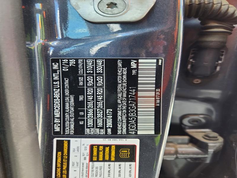 2016 Mercedes-benz Gle მანქანა იყიდება აუქციონზე, vin: 4JGDA5JB3GA717441, აუქციონის ნომერი: 59410696